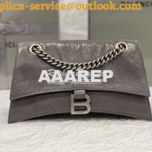 Replica Balenciaga Crush Small Chain Bag In Dark Grey Crushed Calfskin 2