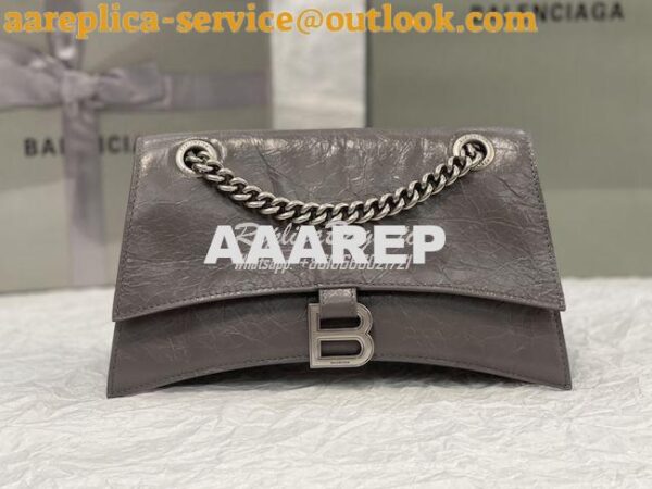 Replica Balenciaga Crush Small Chain Bag In Dark Grey Crushed Calfskin 4