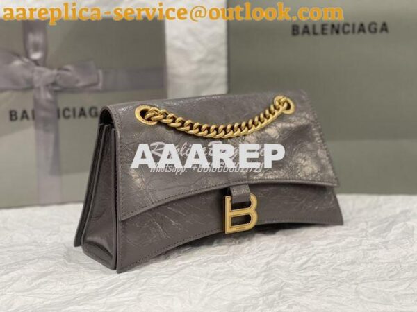 Replica Balenciaga Crush Small Chain Bag In Dark Grey Crushed Calfskin 5