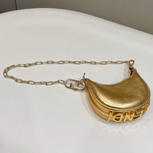 Replica Fendi 7AS089 Nano Fendigraphy Gold leather Charm 80056S