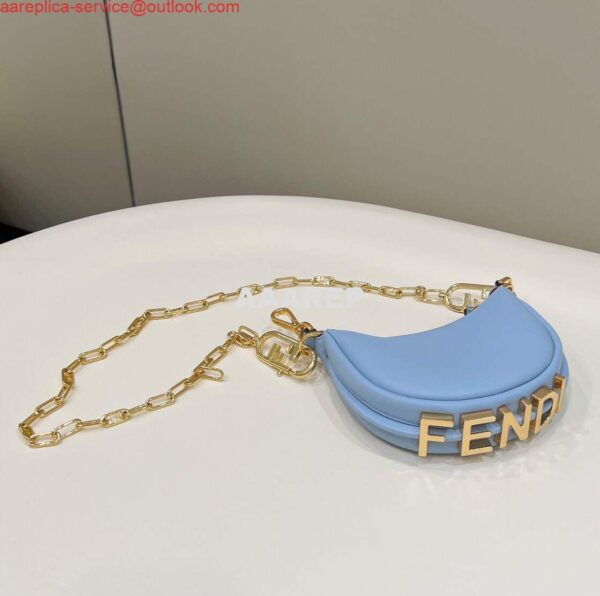 Replica Fendi 7AS089 Nano Fendigraphy Light blue leather Charm 80056S 5