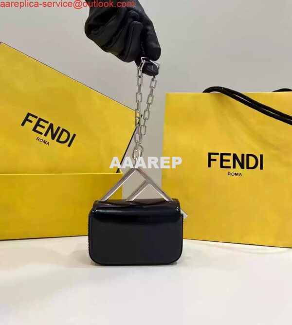 Replica Fendi 7AS173 Fendi First Sight Black leather Nano bag 4