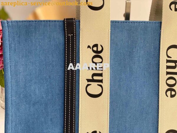 Replica Chloe 382E6690U Large Woody Tote Bag Blue 5