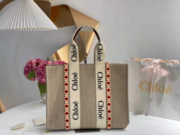 Replica Chloe 382E6690U Large Woody Tote Bag Orange 3