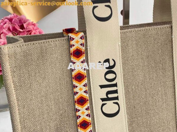 Replica Chloe 382E6690U Large Woody Tote Bag Orange 4