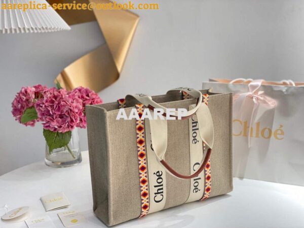 Replica Chloe 382E6690U Large Woody Tote Bag Orange 5