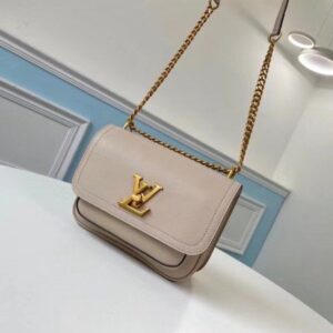 Replica Louis Vuitton Lockme Chain PM Bag In Griege Leather M57072 BLV683 2