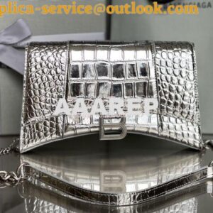 Replica Balenciaga Hourglass Chain Bag in Shiny Crocodile Embossed Lea 2