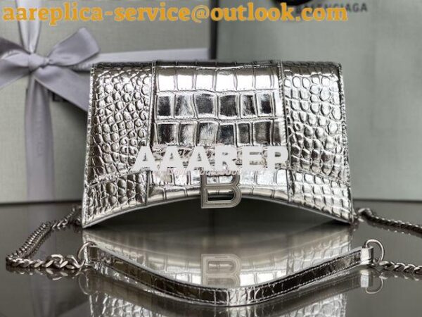 Replica Balenciaga Hourglass Chain Bag in Shiny Crocodile Embossed Lea 4