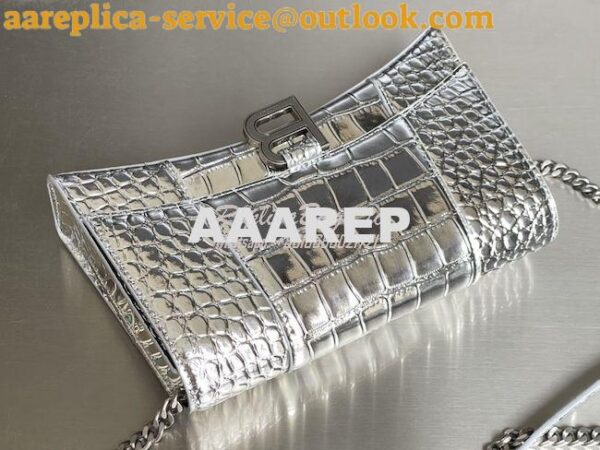 Replica Balenciaga Hourglass Chain Bag in Shiny Crocodile Embossed Lea 7