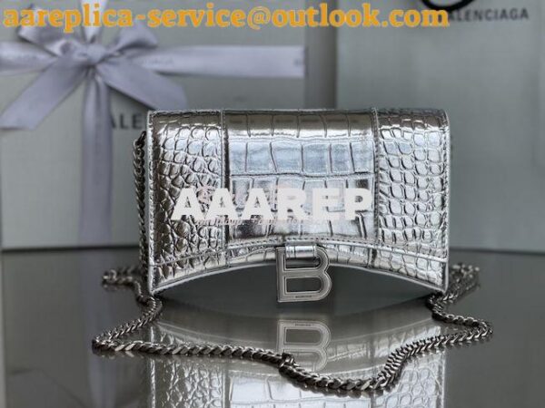 Replica Balenciaga Hourglass Chain Bag in Shiny Crocodile Embossed Lea 14