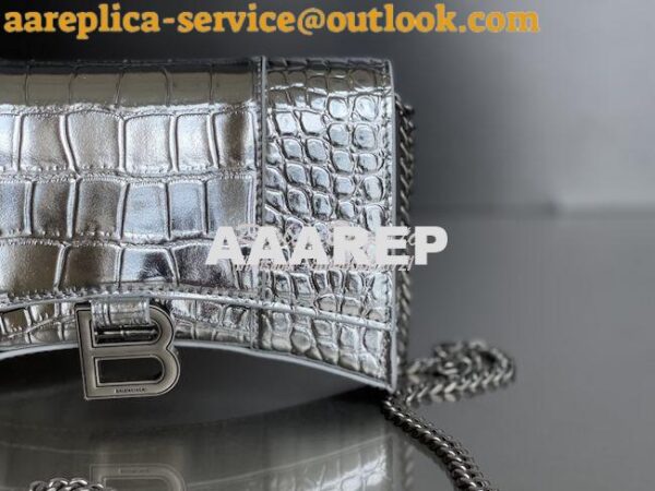 Replica Balenciaga Hourglass Chain Bag in Shiny Crocodile Embossed Lea 15