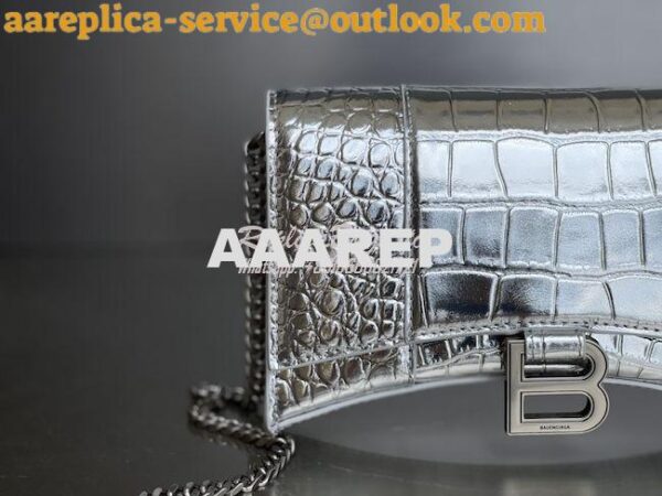 Replica Balenciaga Hourglass Chain Bag in Shiny Crocodile Embossed Lea 16