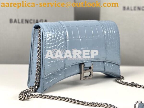 Replica Balenciaga Hourglass Chain Bag in Shiny Crocodile Embossed Lea 5