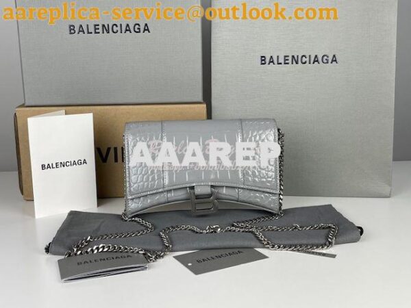 Replica Balenciaga Hourglass Chain Bag in Shiny Crocodile Embossed Lea 3