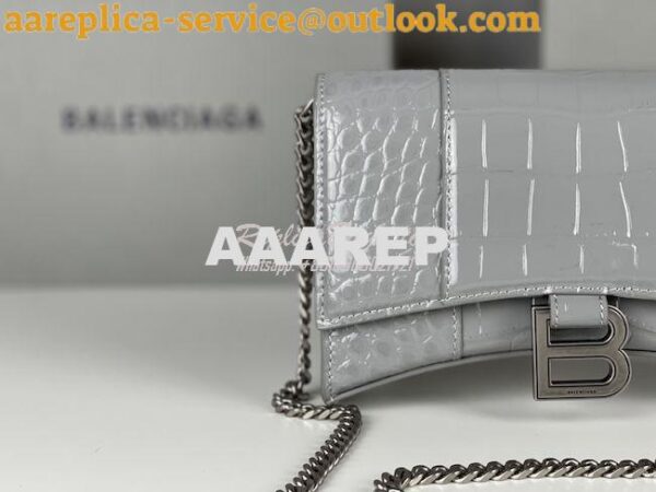 Replica Balenciaga Hourglass Chain Bag in Shiny Crocodile Embossed Lea 7