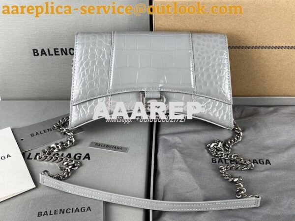 Replica Balenciaga Hourglass Chain Bag in Shiny Crocodile Embossed Lea 14