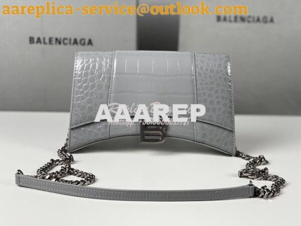 Replica Balenciaga Hourglass Chain Bag in Shiny Crocodile Embossed Lea 15