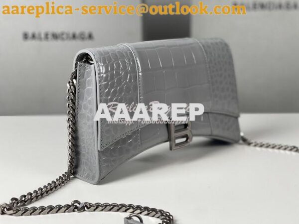 Replica Balenciaga Hourglass Chain Bag in Shiny Crocodile Embossed Lea 16