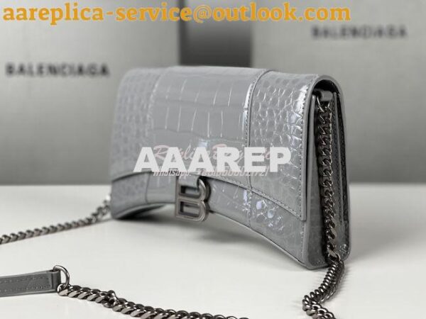 Replica Balenciaga Hourglass Chain Bag in Shiny Crocodile Embossed Lea 17