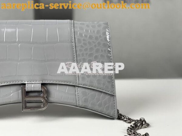 Replica Balenciaga Hourglass Chain Bag in Shiny Crocodile Embossed Lea 18