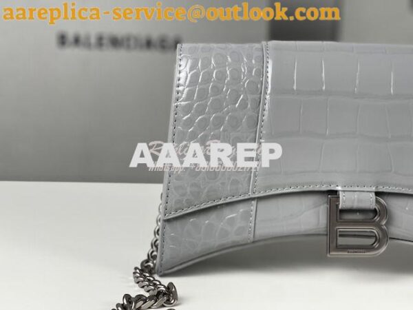 Replica Balenciaga Hourglass Chain Bag in Shiny Crocodile Embossed Lea 19