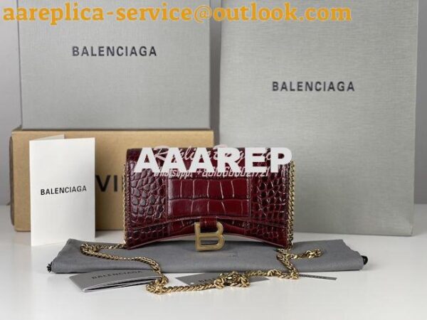 Replica Balenciaga Hourglass Chain Bag in Shiny Crocodile Embossed Lea 15