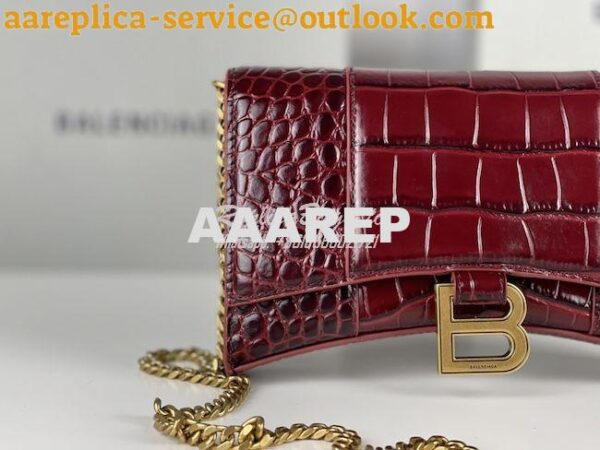 Replica Balenciaga Hourglass Chain Bag in Shiny Crocodile Embossed Lea 18