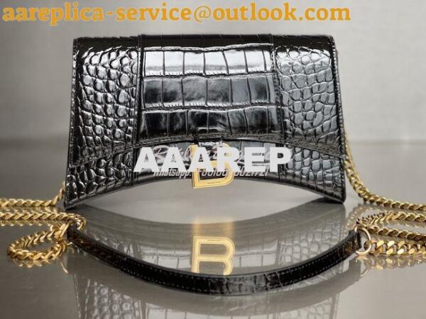 Replica Balenciaga Hourglass Chain Bag in Shiny Crocodile Embossed Lea 12