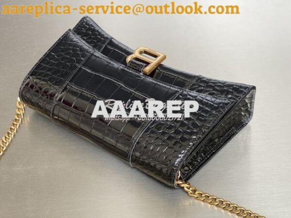 Replica Balenciaga Hourglass Chain Bag in Shiny Crocodile Embossed Lea 15