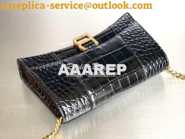 Replica Balenciaga Hourglass Chain Bag in Shiny Crocodile Embossed Lea 16