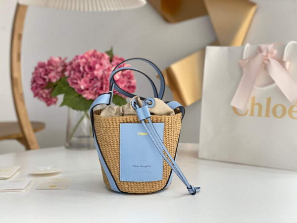 Replica Chloé CHC22SS391G56101 Small Basket Tote Bag Blue