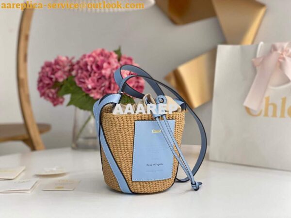 Replica Chloé CHC22SS391G56101 Small Basket Tote Bag Blue 3