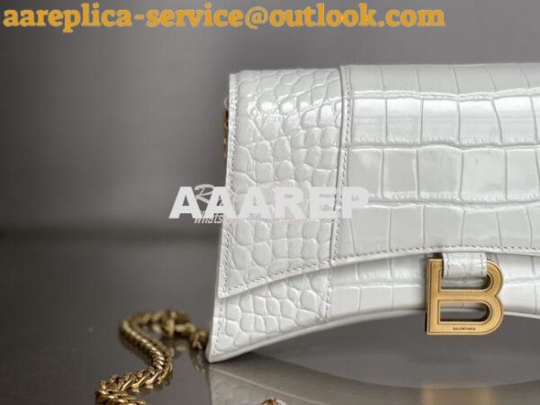 Replica Balenciaga Hourglass Chain Bag in Shiny Crocodile Embossed Lea 7