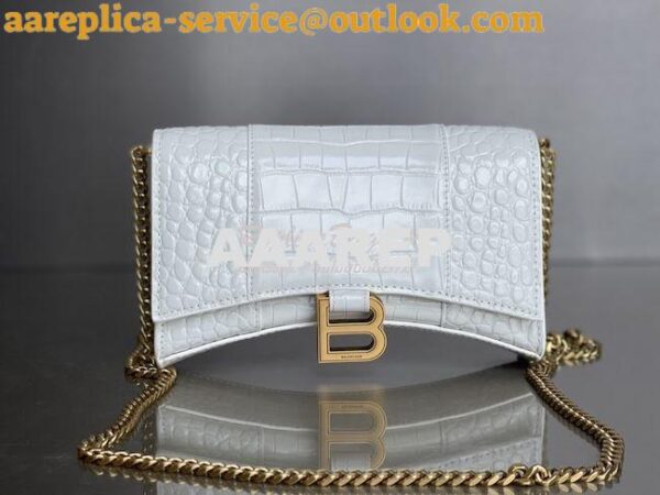 Replica Balenciaga Hourglass Chain Bag in Shiny Crocodile Embossed Lea 13