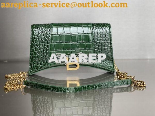 Replica Balenciaga Hourglass Chain Bag in Shiny Crocodile Embossed Lea 5