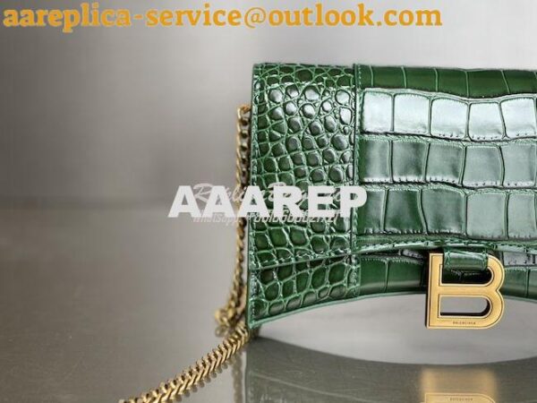 Replica Balenciaga Hourglass Chain Bag in Shiny Crocodile Embossed Lea 16