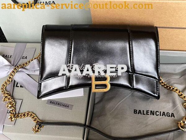 Replica Balenciaga Hourglass Chain Bag in Smooth Leather 6449731 Black 4