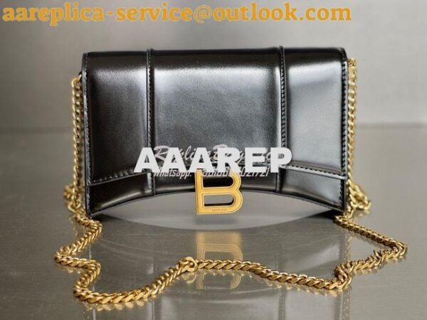 Replica Balenciaga Hourglass Chain Bag in Smooth Leather 6449731 Black 12