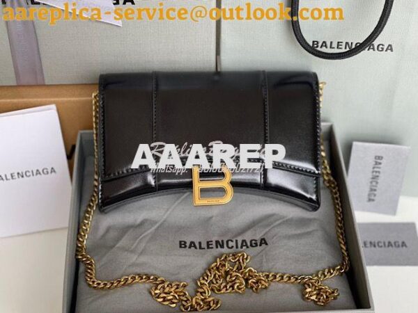 Replica Balenciaga Hourglass Chain Bag in Smooth Leather 6449731 Black 14