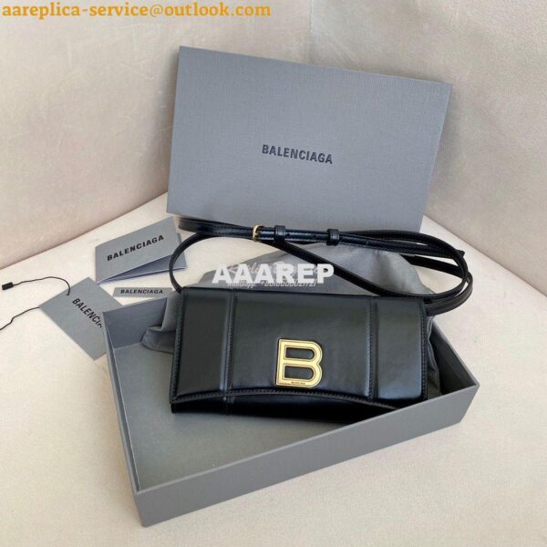 Replica Balenciaga Hourglass Continental Wallet On Strap 6001881 Black 3