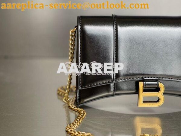 Replica Balenciaga Hourglass Chain Bag in Smooth Leather 6449731 Black 17