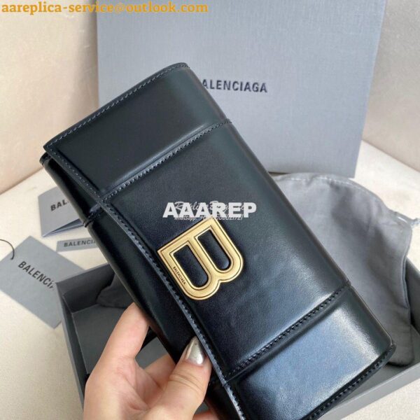 Replica Balenciaga Hourglass Continental Wallet On Strap 6001881 Black 4