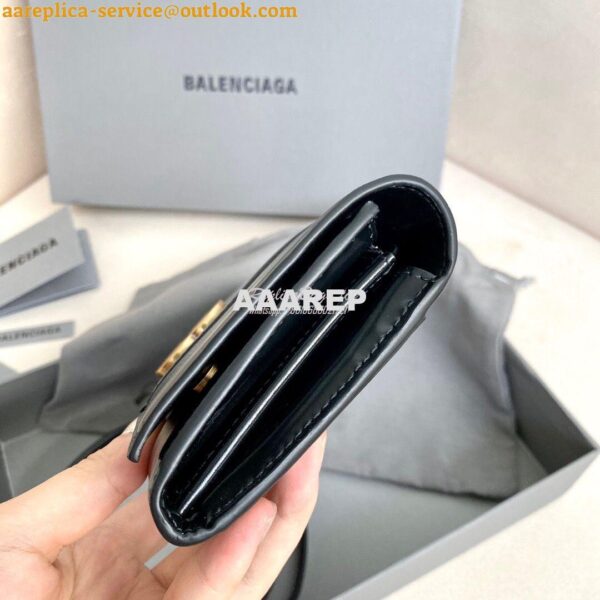 Replica Balenciaga Hourglass Continental Wallet On Strap 6001881 Black 5