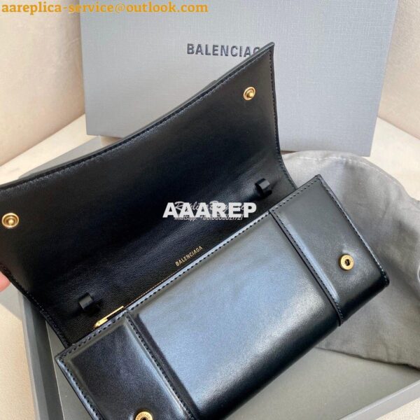 Replica Balenciaga Hourglass Continental Wallet On Strap 6001881 Black 7