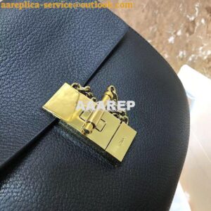 Replica Chloe Drew Shoulder Bag in Grained Lambskin Black 2