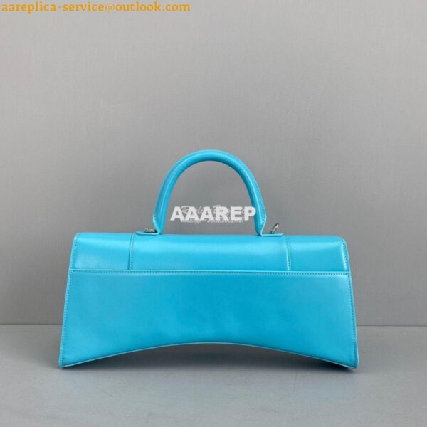 Replica Balenciaga Hourglass Stretched Top Handle Bag in Azur Shiny Bo 5