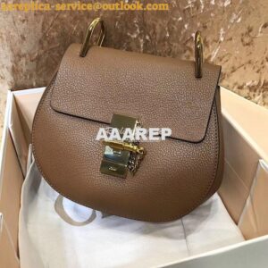 Replica Chloe Drew Shoulder Bag in Grained Lambskin Brown