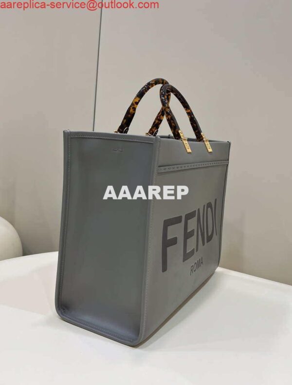 Replica Fendi 8BH372 Sunshine Large Bag Gray leather shopper 8266L 4