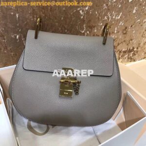 Replica Chloe Drew Shoulder Bag in Grained Lambskin Grey